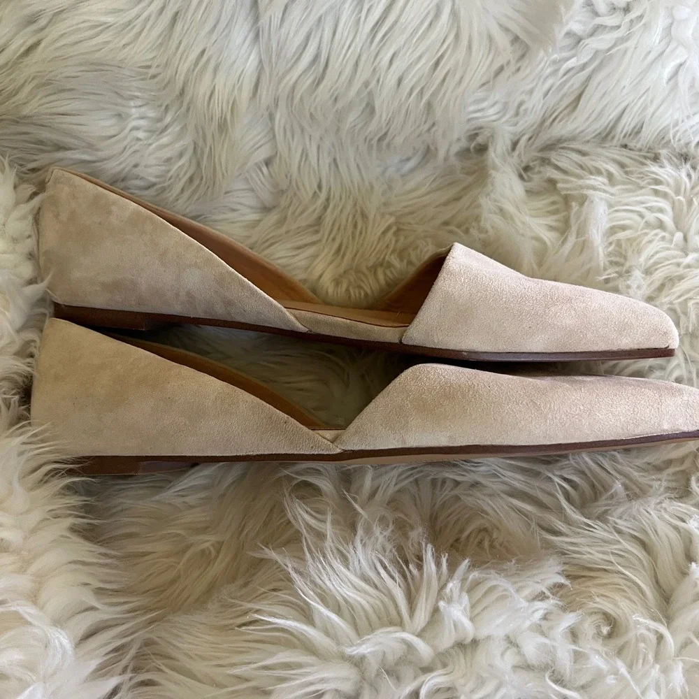 J.Crew Womens Suede d'Orsay Pointed Toe Flats Beige Sand Size 9